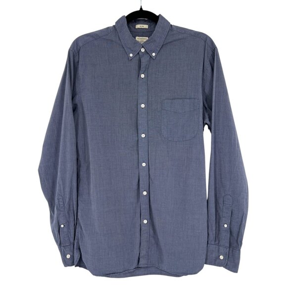 J.Crew Mens Slim Fit Blue Cotton Button-Up Shirt Size Medium - Picture 1 of 11